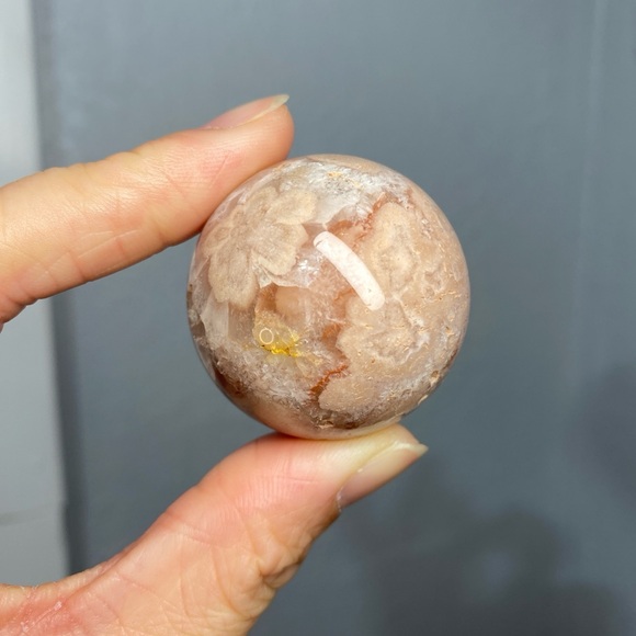 FLOWER AGATE QUARTZ DRUZY CRYSTAL SPHERE - Picture 2 of 4